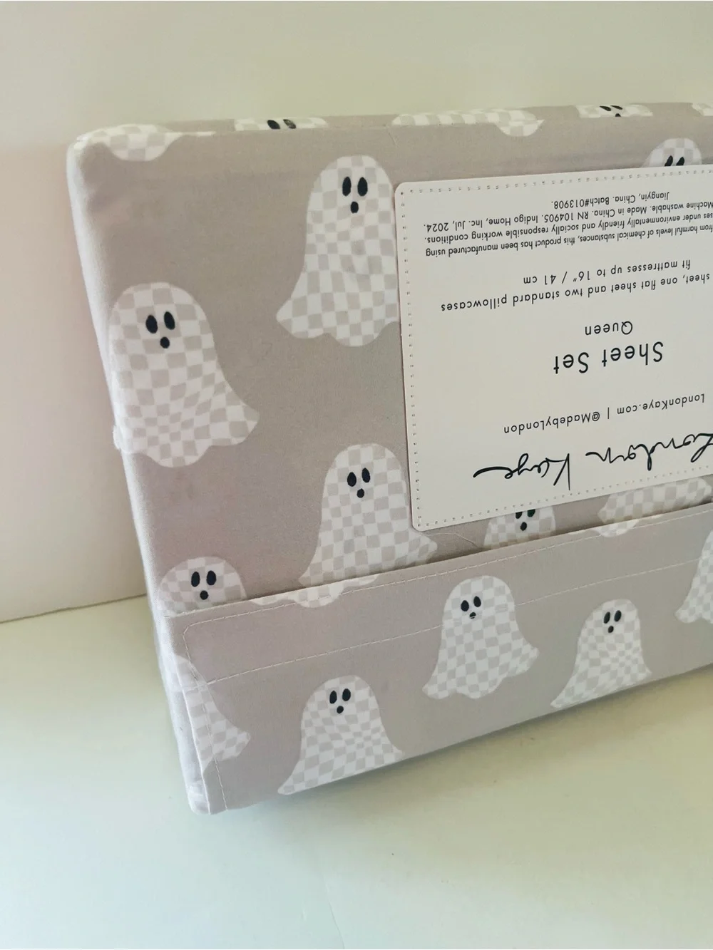 Stay Spooky & London Kaye Halloween Lot of 2 Queen Size Ghost Sheet Sets